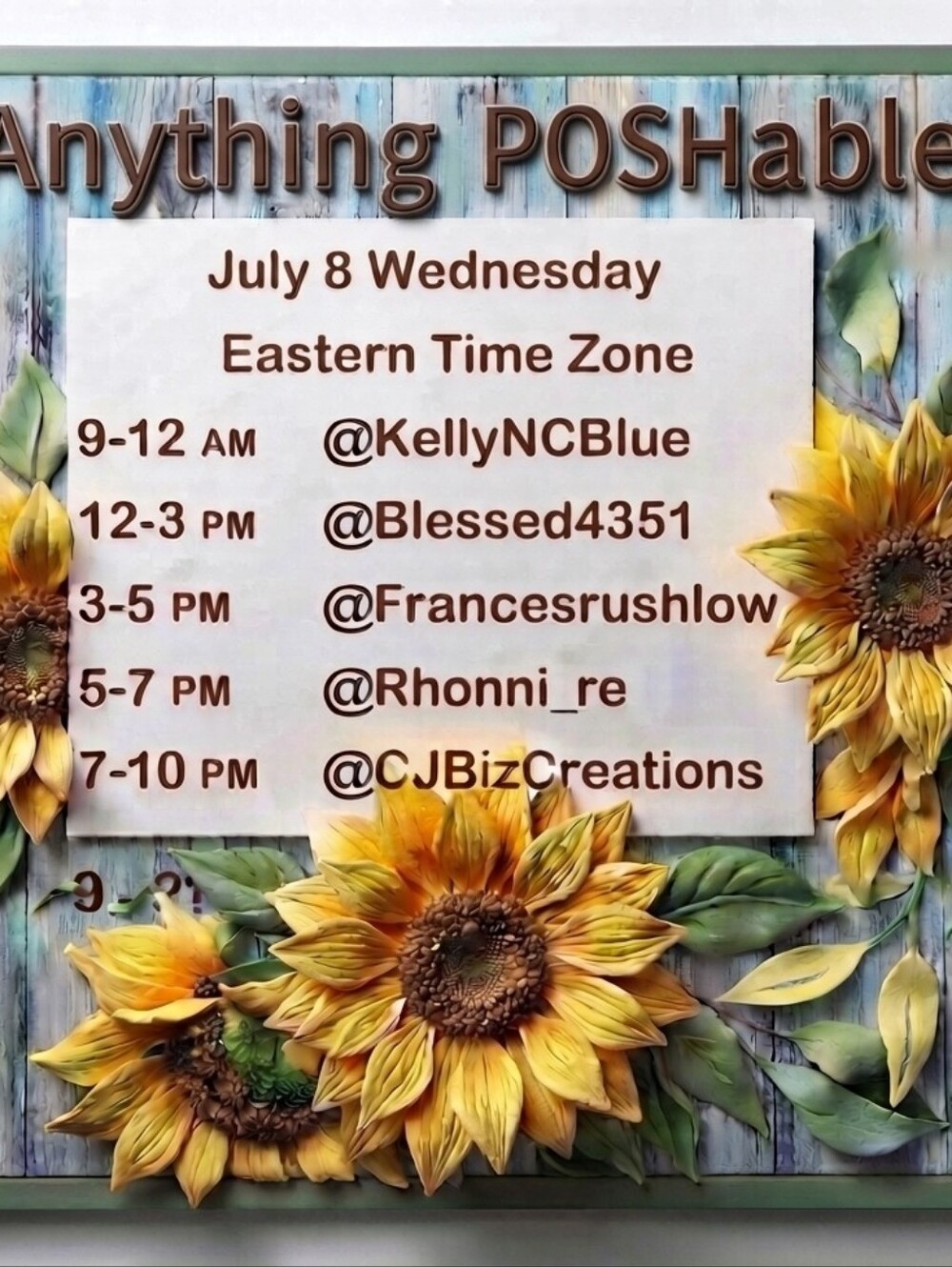 7/08/26 5PM-7PM EST Anything Poshable Train